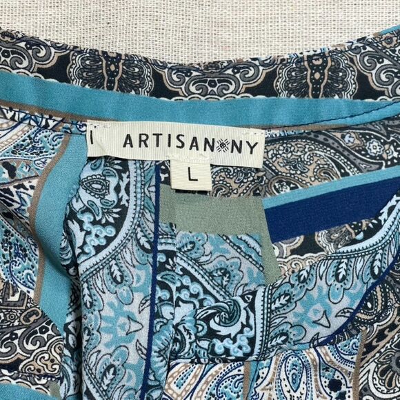 Artisan NY Turquiouse Paisley Print Sleeveless Top - Large - Picture 6 of 8